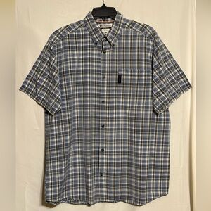 Columbia Men's Blue Plaid Short Sleeve Button-Down Shirt Size Large